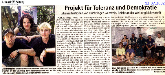 12.07.2002 az sommergipfel projekt f toleranz u demokratie Die Schmiede e.V.