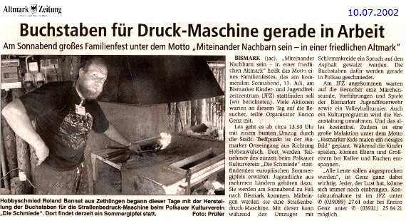 10.07.2002 sommergipfel metallbuchstaben Die Schmiede e.V.