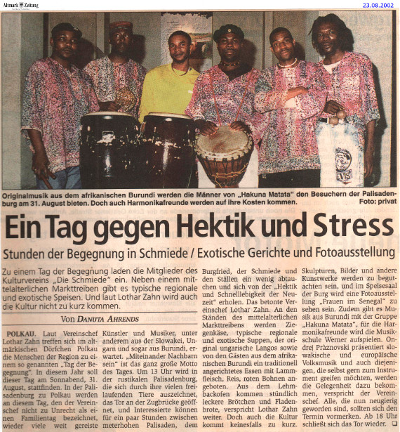 23.08.2002 afrikanische musik in der Schmiede e.V.