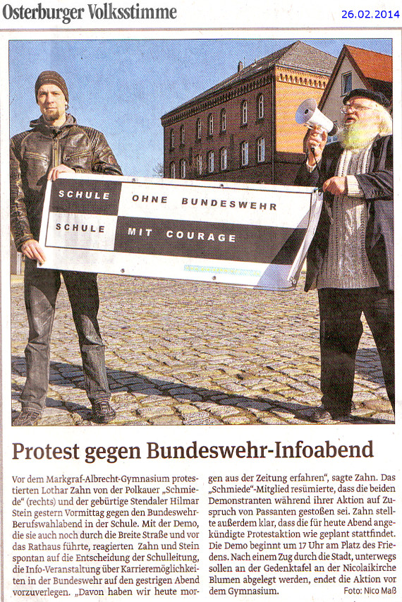 26.02.2014 Protest gg Bundeswehr-Infoabend Schmiede e.V.