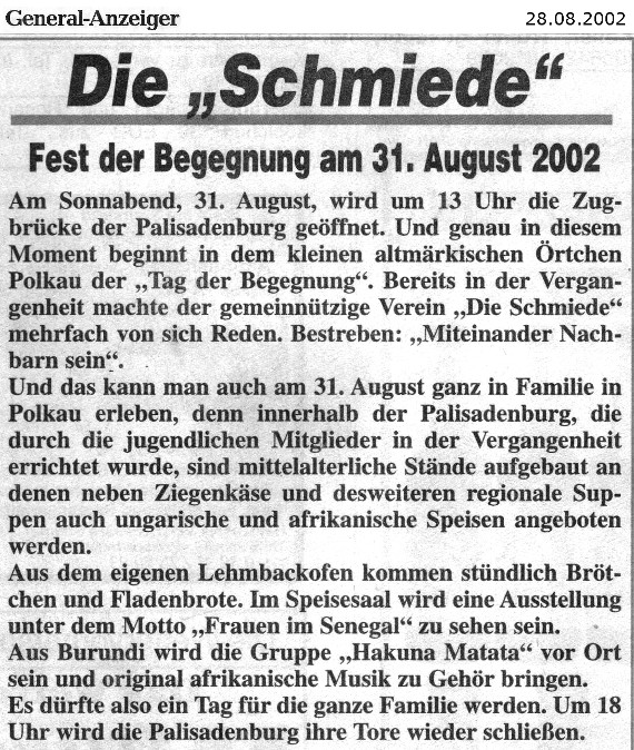 28.08.2002 generalanz tag der begegnung Die Schmiede e.V.