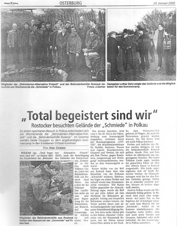 29.01.2002 az Behinderten-Alternative Freizeit Schmiede e.V.