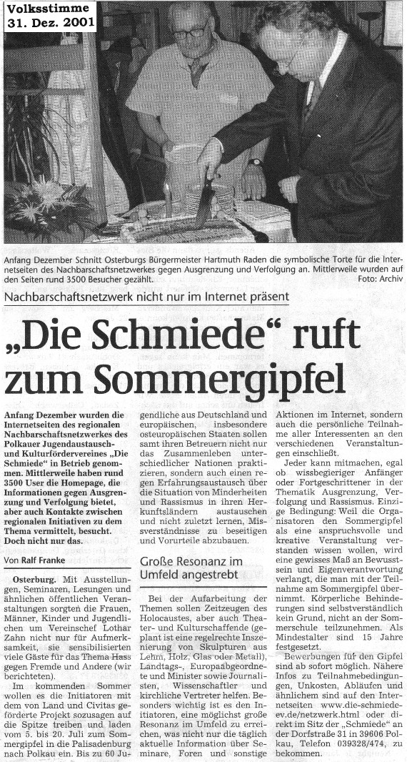 31.12.2001 vs Schm iede e.V. Ankuendigung Sommergipfel